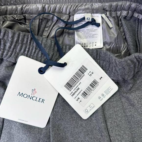 NEW Moncler Logo Patch Track Pants Gray Wool Blend Size 42 / Small - Picture 6 of 10
